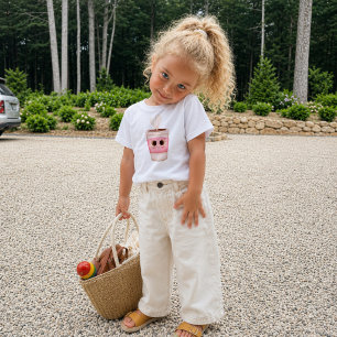 T-shirt Pour Bébé Tasse de café adorable avec de grands yeux brillan