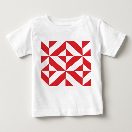 T-shirt Pour Bébé Tchry Red Geometric Deco Cube Pattern (Devant)