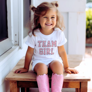 T-shirt Pour Bébé Team Baby Girl Blush Pink Baby Genre Reveal Party