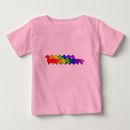 T-shirt Pour Bébé Teckel d'arc-en-ciel (Devant)