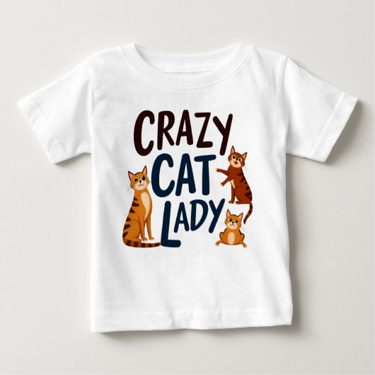 T-shirt Pour Bébé Tee-shirt bébé adorable – Dame de chat folle avec (Devant)