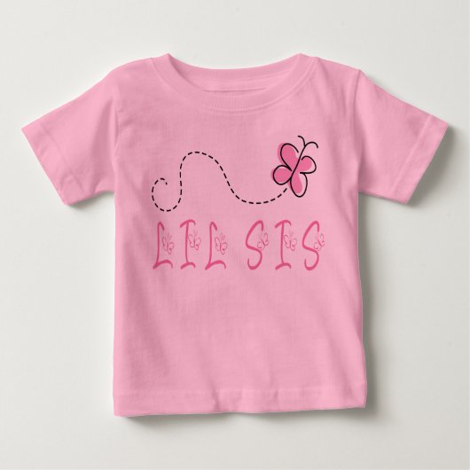 T-shirt Pour Bébé Tee - shirt bébé papillon rose Lil Sis (Devant)