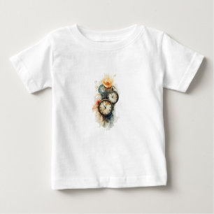 T-shirt Pour Bébé tee shirt enfant horloges vintage peinture 