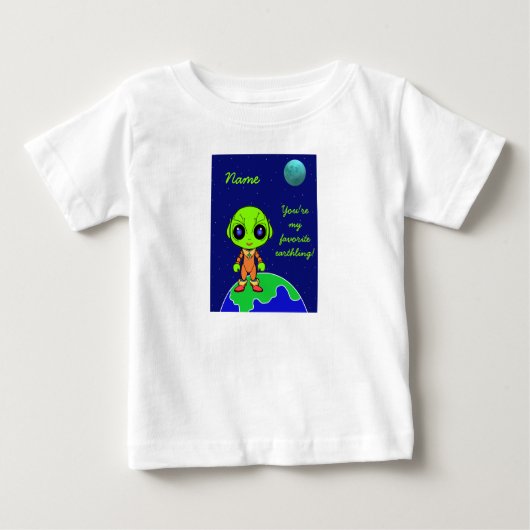T-shirt Pour Bébé Tee - shirt Toddler avec alien et lune par Jo Imag (Devant)