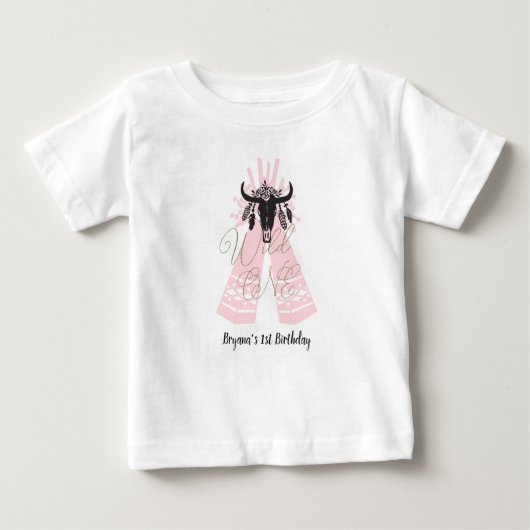 T-shirt Pour Bébé Teepee flèches rose et noir Bohème sauvage ONE 1er (Devant)