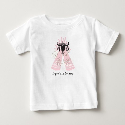 T-shirt Pour Bébé Teepee flèches rose et noir Boho Chic sauvage UN 1 (Devant)