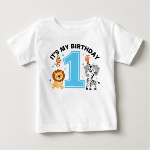 T-shirt Pour Bébé Tenue de premier anniversaire pour garçons Bleu Nu