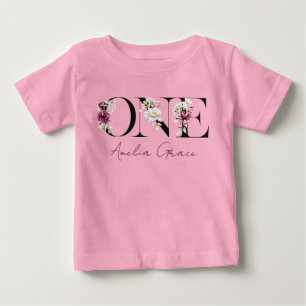 T-shirt Pour Bébé Tenue Floral ONE pour le 1er anniversaire de bébé