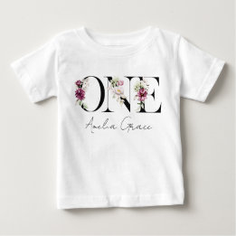 T-shirt Pour Bébé Tenue Floral ONE pour le 1er anniversaire de bébé 