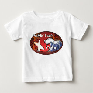 T-shirt Pour Bébé Tête d'art de baby surfer de Waikiki Beach Oahu Ha