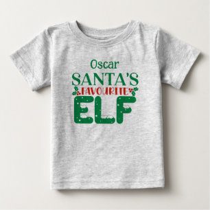 T-shirt Pour Bébé Tête de Noël Père Noël Elfe Favorite . Nom modifia