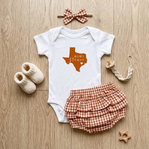T-shirt Pour Bébé Texas fait maison   Orange brûlé et Blanc