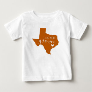 T-shirt Pour Bébé Texas fait maison   Orange brûlé et Blanc