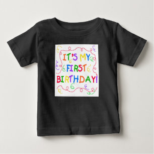 T-shirt Pour Bébé Texte coloré c'est mon premier anniversaire