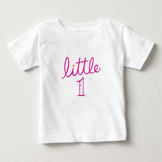 T-shirt Pour Bébé Texte curieux mignon rose Little One avec étoile (Devant)
