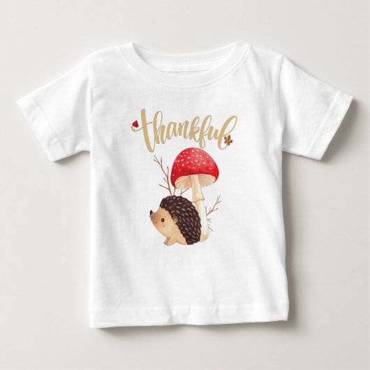 T-shirt Pour Bébé Thanksgiving Cute Kawaii Hedgehog Automne Merci (Devant)