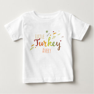 T-shirt Pour Bébé Thanksgiving Little Turkey Nom personnalisé