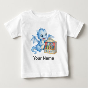 T-shirt Pour Bébé Théâtre de marionnettes de dragon bébé bleu mignon