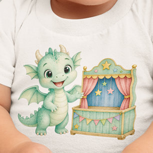 T-shirt Pour Bébé Théâtre de marionnettes de petit dragon magique pe
