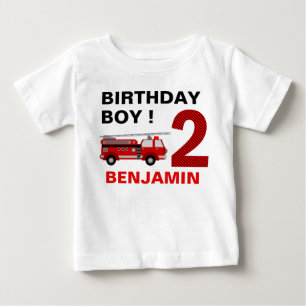 T-shirt Pour Bébé Thème camion de pompiers fête d'anniversaire 2 ans