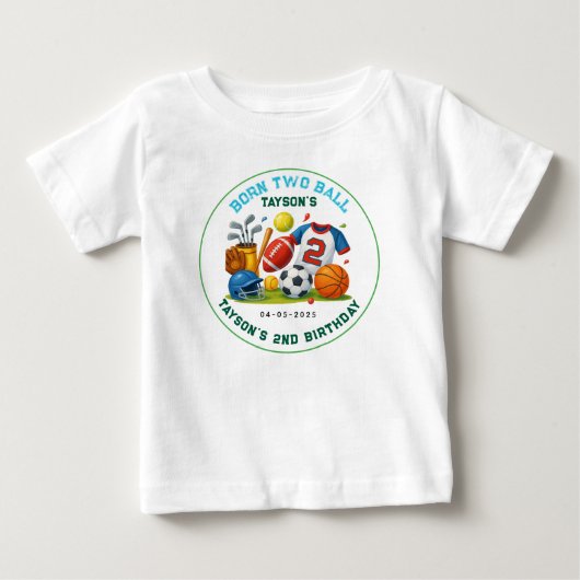 T-shirt Pour Bébé Thème d'anniversaire pour garçon de 2 ans né pour (Devant)