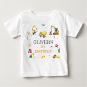 T-shirt Pour Bébé Thème de construction Garçon fête d'anniversaire (Devant)