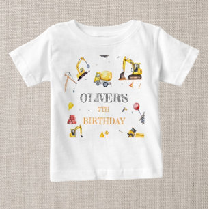 T-shirt Pour Bébé Thème de construction Garçon fête d'anniversaire