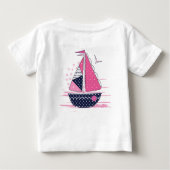 T-shirt Pour Bébé Thème Marin Féminin Voilier Rose Points Sail (Dos)