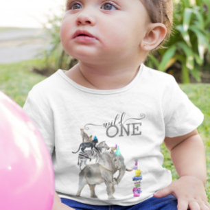 T-shirt Pour Bébé Thème Safari Jungle Anniversaire Animal Sauvage 