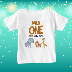 T-shirt Pour Bébé Thème Safari pour le 1er Anniversaire de Garçon Fo