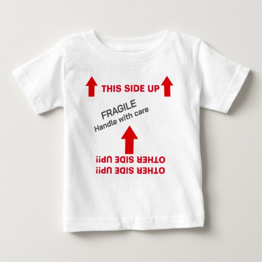 T-shirt Pour Bébé "This SIDE UP" Instructions pour la manipulation d (Devant)