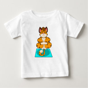 T-shirt Pour Bébé Tigre au Yoga sur tapis de Yoga