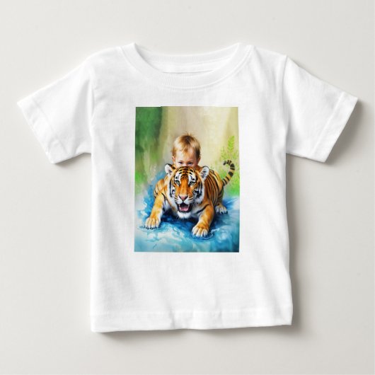 T-shirt Pour Bébé tigre avec bébé (Devant)