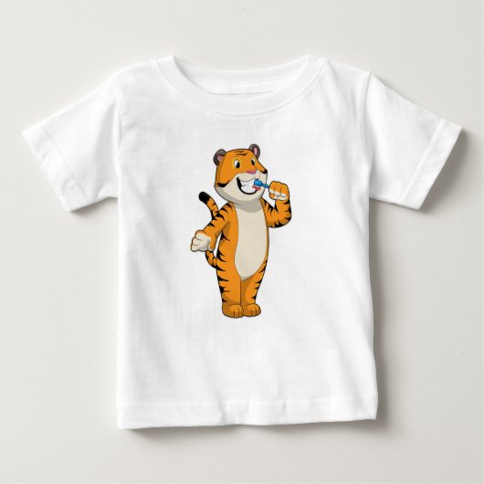 T-shirt Pour Bébé Tigre avec brosse à dents (Devant)