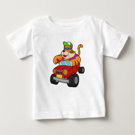T-shirt Pour Bébé Tigre avec voiture (Devant)