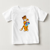 T-shirt Pour Bébé Tigre en hiver avec Écharpe (Devant)