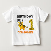 T-shirt Pour Bébé Tigre mignonne 1er fête d'anniversaire (Devant)