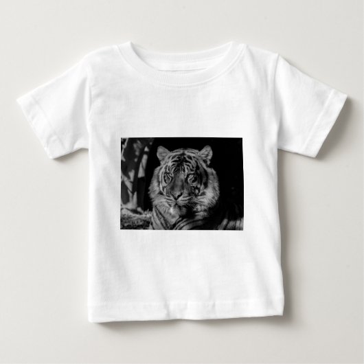 T-shirt Pour Bébé Tigre noir et blanc (Devant)