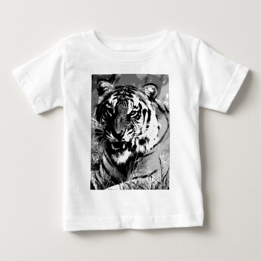 T-shirt Pour Bébé Tigre noir et blanc (Devant)