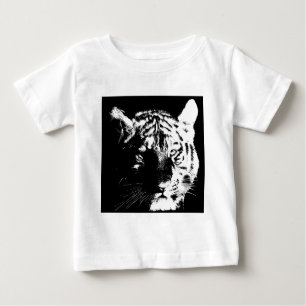 T-shirt Pour Bébé Tigre noir et blanc Pop Art