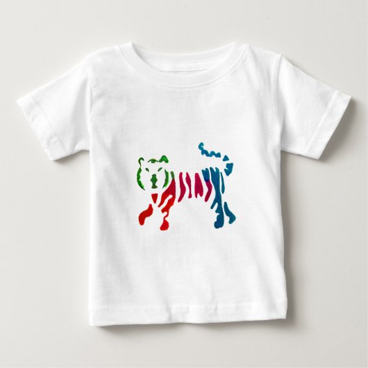 T-shirt Pour Bébé Tigre rayé arc-en-ciel (Devant)