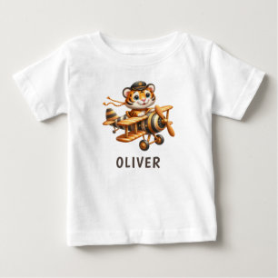 T-shirt Pour Bébé Tigre volant fantaisiste mignon enfant dans un avi
