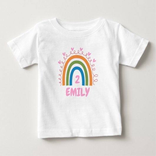 T-shirt Pour Bébé Toddler Girl Anniversaire mignon arc-en-ciel Nom p (Devant)