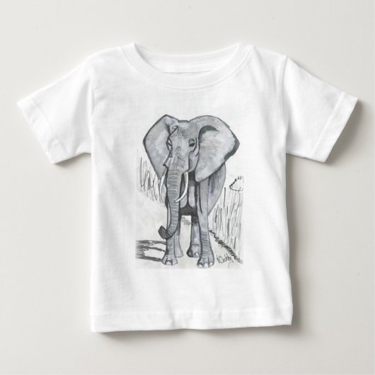 T-shirt Pour Bébé Tons étonnants gris dessiné à la main par un éléph (Devant)