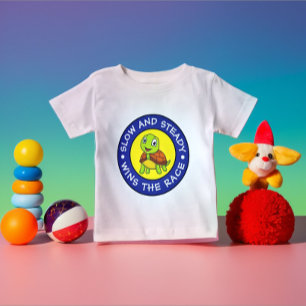 T-shirt Pour Bébé Tortoise de bébé personnalisé moderne bleu jaune