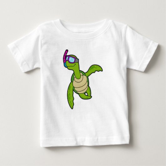 T-shirt Pour Bébé Tortue à la natation avec tuba (Devant)