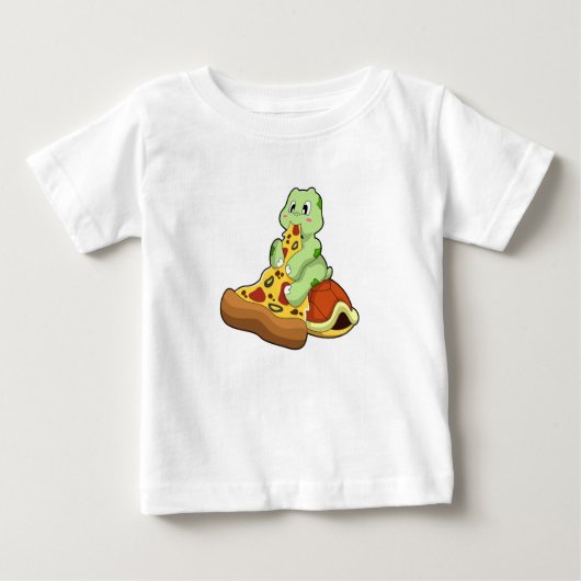 T-shirt Pour Bébé Tortue à la pizza (Devant)