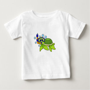 T-shirt Pour Bébé Tortue à la plongée avec tuba