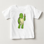 T-shirt Pour Bébé Tortue aux échecs avec pièce d'échecs Pion (Devant)