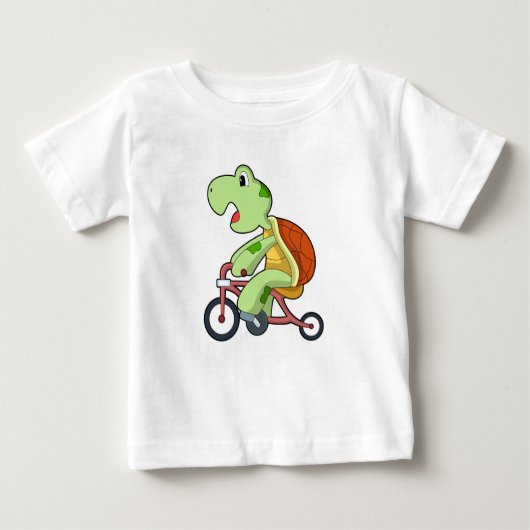 T-shirt Pour Bébé Tortue avec bicyclette (Devant)